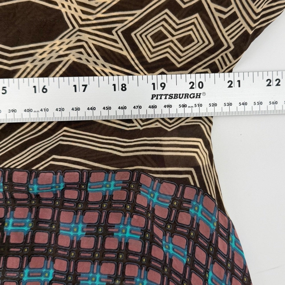 Johnny Was Women Small Multi Geometric Print Cupra Rayon Tie Back Tunic Top Boho - Picture 5 of 6
